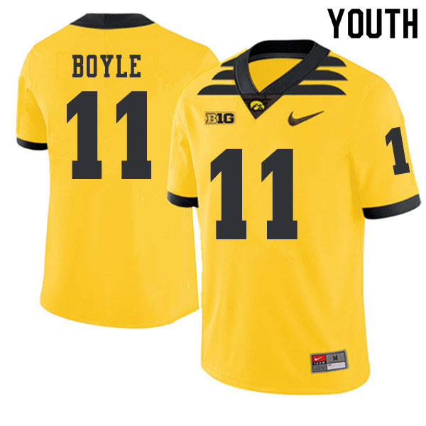 2019 Youth #11 Ryan Boyle Iowa Hawkeyes College Football Alternate Jerseys Sale-Gold - Click Image to Close